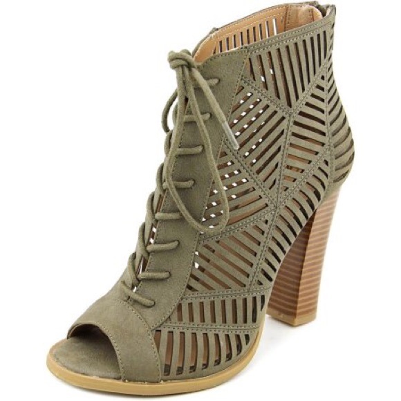 Mix No. 6 Shoes - Olive Green Lace Up Heels